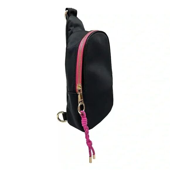 Ahdorned black sling bag with strap - Picture 2 of 14